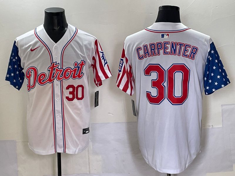 Men Detroit Tigers #30 Carpenter White National Flags 2025 Nike MLB Jersey style 4->detroit tigers->MLB Jersey